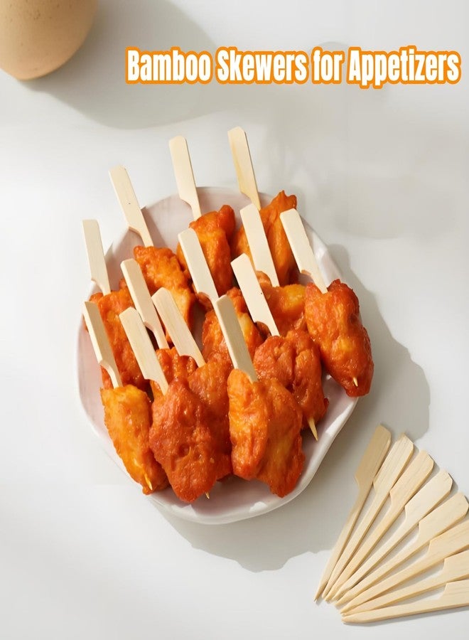 Acshio 2000 Pieces Bamboo Skewers for Appetizers, 3.5 Inch Bamboo Paddle Wood Picks, Wide Flat Natural Cocktail Picks Fruit, Grilling, Appetizers, Sandwich, Barbecue, Snacks - Image 4